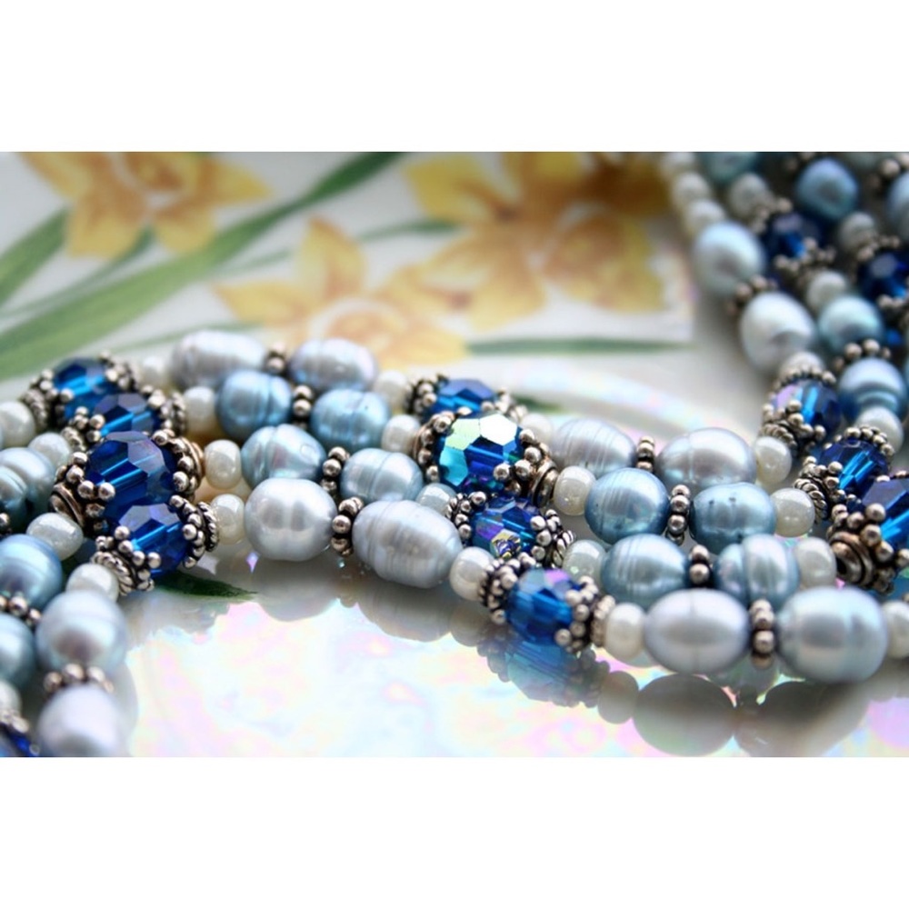 Handmade bracelet‎ vtg glass & freshwater pearl
